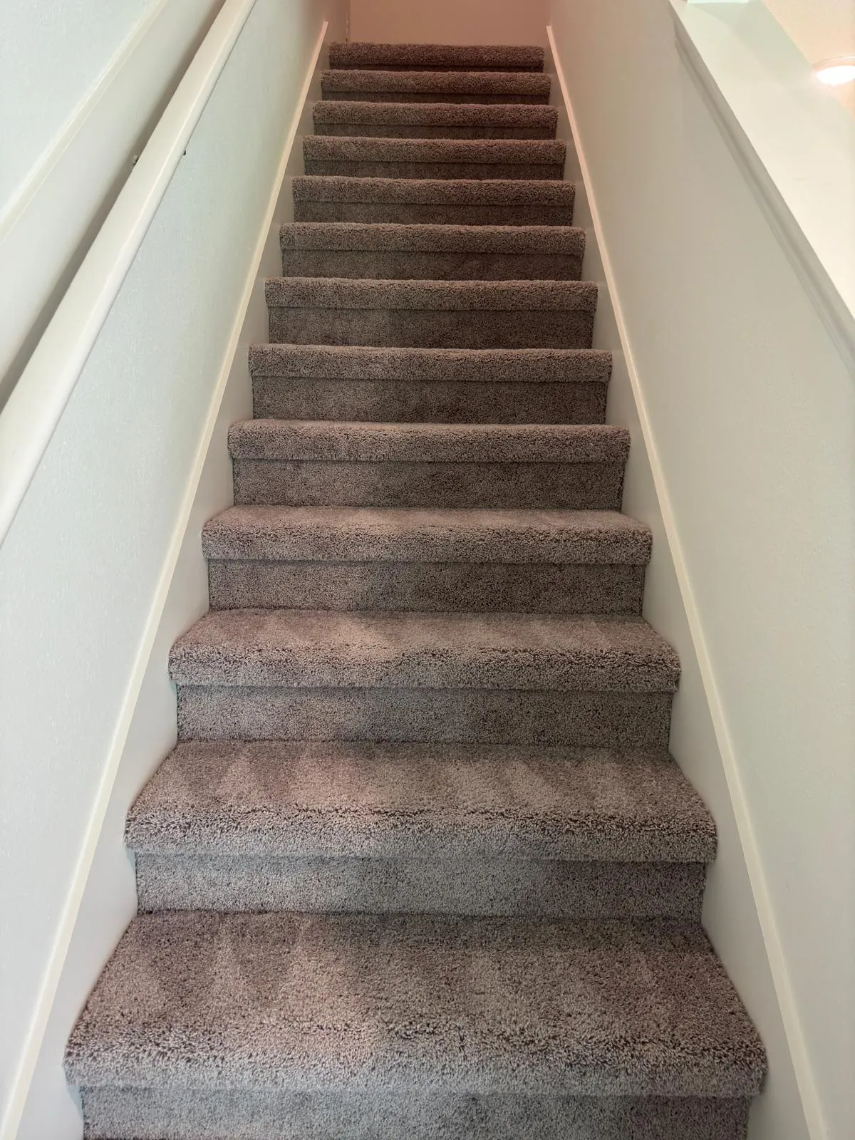 Stairs vacuumed edge to edge — real LOOM cleaning work